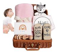 Povanjer Panier Cadeau Baby Shower,Coffret Cadeau Nouveau-né avec Couverture pour bébé, hochet pour bébé | Coffret Cadeau pour Nouveau-né, Cadeaux de Noël pour Nouveau-né, Coffret Cadeau