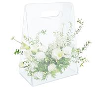 Povanjer Sac à fleurs transparent, Sacs à fleurs transparents,Panier à fleurs en acrylique avec vase portable | Panier acrylique portable pour arrangement floral, vase décoratif transparent pour