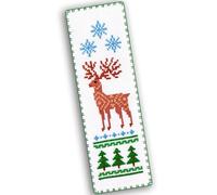 Povitrulya Kit de broderie au point de croix « Cerf d'hiver » - Kit de broderie à faire soi-même avec un motif d'échantillon de renne et de flocons de neige - Fait à la main - Cadeau de Noël et du
