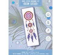 Povitrulya Kit de broderie au point de croix compté Attrape-rêves - Kit de broderie pour marque-page avec tissu Aida vierge 16 points, motif papier et fil pré-trié