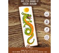 Povitrulya Kit de broderie au point de croix compté - Kits de bricolage pour adultes ou enfants - Marque-page amusant - Facile à utiliser - Collection d'artisanat - Dragon vert