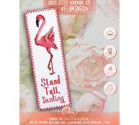 Povitrulya Kit de broderie au point de croix compté - Kits de bricolage pour adultes ou enfants - Marque-page amusant - Facile à utiliser - Collection d'artisanat - Flamant rose