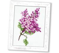 Povitrulya Kit de broderie au point de croix compté pour adultes « Lilas » | Kit de broderie à la main - Cadeau de fête des mères pour maman ou grand-mère