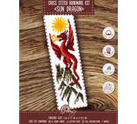 Povitrulya Kit de broderie au point de croix « Dragon du soleil » - Kit de broderie à faire soi-même pour adultes avec motif papier, toile Aida 16 fils et fil pré-trié