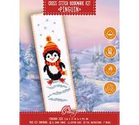 Povitrulya Kit de broderie au point de croix - Kits de bricolage pour adultes ou enfants - Marque-page amusant - Facile à utiliser - Collection artisanale - Pingouin