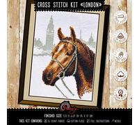 Povitrulya Kit de broderie au point de croix Motif Londres Cheval marron