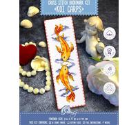 Povitrulya Koi Carp Kit de broderie au point de croix pour adultes avec motif de papier, toile Aida 16 points et fil pré-trié - Cadeau de Noël et de Nouvel An