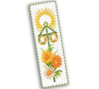 Povitrulya Midsummer Kit de marque-page au point de croix compté - Kit de broderie à faire soi-même pour adultes avec motif de papier, toile Aida 16 points et fil pré-trié