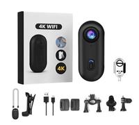 Povorapro Caméra POV 4K Mini Action Cam WiFi, Caméra corporelle avec grand angle de 120°, 360° Caméra Casque Moto Vélo Étanche Bodycam Sport Dashcam (Noir)