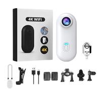 Povorapro Caméra POV 4K Mini Action Cam WiFi, Caméra corporelle avec grand angle de 120 °, 360 ° Caméra de casque Moto Vélo Étanche Bodycam Sport Dashcam (Blanc)