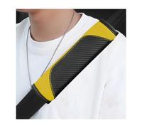 povtii Lot de 2 Housses de Ceinture de sécurité en Cuir et Fibre de Carbone pour Ceinture de sécurité - Protège Votre Cou et Vos épaules - Accessoires de Voiture universels (Noir + Jaune)