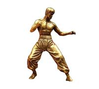 POVVFRTY Statue de Bruce Lee en Bronze Massif, Ornement de Bureau, Superstar du Kung-fu en Laiton, Collection de Sculptures en Bronze de Bruce Lee