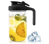 Povxlum 32oz Bocal en verre avec couvercle verseur, carafe à pour lait maternel, jus, lait, café, thé, limonade,