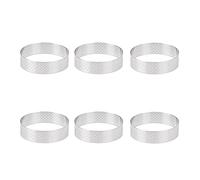 Povxlum 6 PièCes 6 Cm Anneau à en Acier Inoxydable Moule à Tartelettes Cercle Coupe Anneau à RéSistant à la Chaleur Perforé Gâteau Mousse Moules