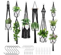 Povxlum Cintres en Macramé Lot de 6 Jardinières Suspendues pour Plantes D'Intérieur avec Kit de Suspension, Faits à la Main pour Pots de Fleurs