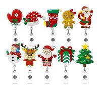 Povxlum Lot de 10 rouleaux de badges de Noël en feutre pour infirmière, enseignant, médecin, femme, homme, bureau, porte-jarretelles, ornement, cadeaux