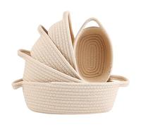 Povxlum Lot de 5 paniers de rangement en corde de coton, paniers de rangement empilables, pour organiser les vêtements et les, salle de bain, salon