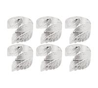 Povxlum Lot de 6 Ronds de Serviette en Feuille, Ronds de Serviette en Feuilles pour Le RéGlage de la Table, Anneaux de Porte-Serviettes en Feuille en MéTal pour la FêTe de Vacances Argent