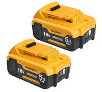 Powarobor Lot de 2 DCB184 18V 5,5 Ah Batteries de Rechange Li-ION compatibles avec Dewalt 18V Les Batteries DCB180 DCB182 DCB181 Outils électriques