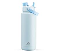 POWCAN Bouteille d'eau isolée de 40 oz avec paille 2 en 1 et couvercle à bec verseur, garde au froid 24 heures, étanche, sans BPA, bouteille d'eau à double paroi en acier inoxydable (Sea Breeze)