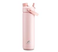 POWCAN Bouteille d'eau isotherme de 26 oz avec paille 2 en 1 et couvercle verseur, garde au froid 24 heures, s'adapte au porte-gobelet de voiture, bouteille d'eau en acier inoxydable (Cotton Candy)