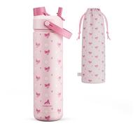 POWCAN - Gourde isotherme de 26 oz avec paille et couvercle à bec verseur 2 en 1, rétention de froid 24H, anti-fuite, convient au porte-gobelet de voiture, gourde en acier inoxydable pour le sport