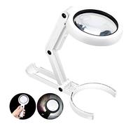 Powcan Lampe Loupe - Loupe Eclairante avec 8 LED Lumière 5X Loupe Lecture sur Pied pour Le Journal, Le Bijoutier et Les Travaux Manuels