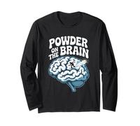 Powder on The Brain Illustration rétro Skier Citation Manche Longue