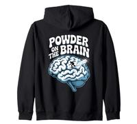 Powder on The Brain Illustration rétro Skier Citation Sweat à Capuche