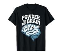 Powder on The Brain Illustration rétro Skier Citation T-Shirt
