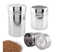 Powder Sugar Shaker, Powdered Sugar Duster Baking, 3 Pieces Stainless Steel Container Kitchen Cooking Equipment for Tea Cake Bread Pastry Pancakes Coffee, multicolor