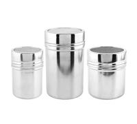 Powder Sugar Shaker, Powdered Sugar Duster to Baking, 2.56x4.25 Inches 3 Piece Stainless Steel Set, Kitchen Cooking Equipment for Tea, Cake, Bread, Pastry, Pancakes, Coffee