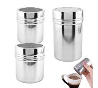 Powder Sugar Shaker Set, 3 Piece Stainless Steel Powdered Sugar Duster for Baking, Kitchen Cooking Tool for Tea, Coffee, Cake, Bread, Pancakes, Pastry Decorating, Home Use, Culinary Accessories