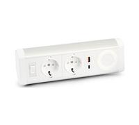 POWEE Desk - Coupe-circuit - USB-C, USB-A, chargeur sans fil - 100-250 V - 2200 Watt - entrée : Type F/E - connecteurs de sortie : 2 - 1.35 m cordon
