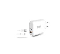 Bloc secteur USB-C/USB-A Urban Factory PSC45UF avec câble USB-C/A 1m Blanc Blanc