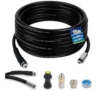 Poweka Furet déboucheur canalisation 15 m 400 Bar compatible Karcher K2-K7 - Tuyau flexible haute pression avec accessoires pour nettoyage de tuyauterie
