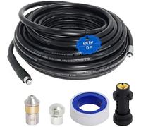 Poweka Furet déboucheur canalisation 15 m compatible Karcher K2-K7 - Tuyau flexible haute pression avec accessoires pour nettoyage de tuyauterie