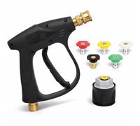 Poweka Lance pour Karcher, Poignée de nettoyeur haute pression avec 5 Buses de pulvérisation pour nettoyage de voiture, connecteur rapide 6,35 mm et adaptateur compatible avec Karcher