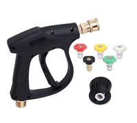 Poweka Poignée de nettoyeur haute pression avec 5 buses d'eau pour nettoyage de voiture, connecteur rapide 6,35 mm et adaptateur compatible avec Karcher