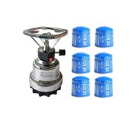 Poweltek - Réchaud à Gaz Portable 1000W avec Allumage Piézo & Coque INOX | Kit Complet : 6 Cartouches Butane 190g Incluses | Mini Réchaud de Camping, Randonnée, Pêche | Compact & Sûr EN417