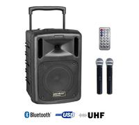 POWER ACOUSTICS - BE 9208 UHF MEDIA - Sono portabke MP3+USB+2 micros main UHF
