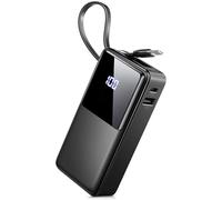 Power Bank 10 000 mAh, Chargeur de téléphone 3 A, Charge Rapide avec entrée et Sortie USB-C, 3 Sorties, Chargeur Portable avec câbles intégrés, Compatible avec iPhone 16/15/12/11/13/14/tablettes