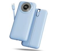 Power Bank 10 000 mAh, chargeur de téléphone 3 A, charge rapide avec entrée et sortie USB-C, 4 sorties, chargeur portable avec câbles intégrés, compatible avec iPhone 16/15/12/11/13/14/tablettes