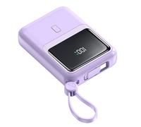 Power Bank 10 000 mAh Mini autonome filaire PD20 W Grande capacité Compact Portable Charge rapide Alimentation mobile, Violet