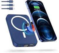 Power Bank 10000 Mah, 20 W Pd3.0 External Battery, Portable Battery With Lcd Display, External Wireless Battery, Built-In Cable, For Smartphone, Tablets, Bluetooth Headphones, Blue