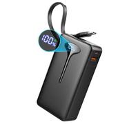 Power Bank, 10000mAh Mini Chargeur Portable 22.5W Charge Rapide, Ultra Portable Powerbank avec USB C Câble Intégré, Batteries Externe de 3 Ports Sortie pour iPhone 16 Samsung Xiaomi Android iPad