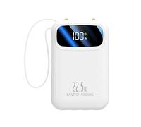 Power Bank 15000mAh,Charge Rapide pour 5 Appareils,iOS/Android,Type-C PD 22.5W,4 Câbles Intégrés(USB-A,Type-C,iOS,Micro),Écran LED,Certification PSE,Idéal pour Les Voyages et Les Urgences,Blanc
