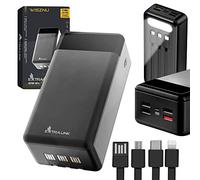 Power Bank 30000mAh 5-12V, Batterie Externe Charge Rapide, Lightning Mini-USB USB C 4 câbles de Charge intégrés, Support de téléphone, Smartphone Tablet, Batterie Externe, Chargeur Portable