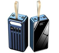 Power Bank 80 000 mAh, Batterie Externe Grande capacité avec 4 câbles intégrés et 7 Ports, Charge Rapide pour téléphone, Tablette et Autres appareils, Noir, 80 000 mAh