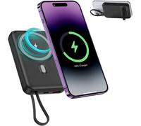 Power Bank, Batterie Externe For Magnétique Sans Fil, Chargeur Portable, Câble Intégré Type-C, Écran Lcd, Support Pliable, Pour Iphone, Samsung, Huawei, Xiaomi